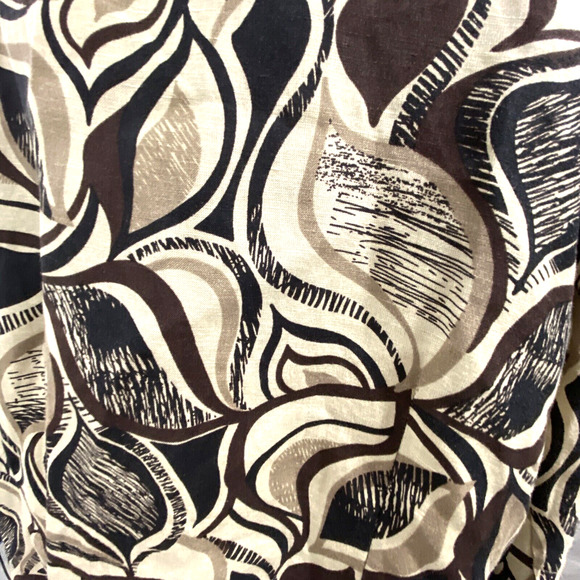 Womens 2X plus size linen rayon blend blouse casual brown tan abstract print - Picture 7 of 10